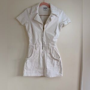 Show Me Your MuMu Cream Mini Dress with Zipper